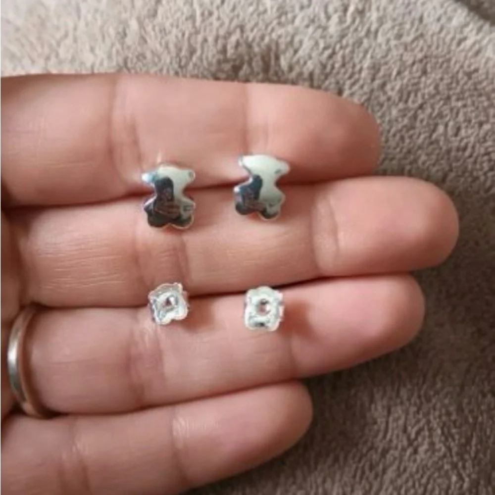 Sterling silver Star bear Earrings 925 1.1CM